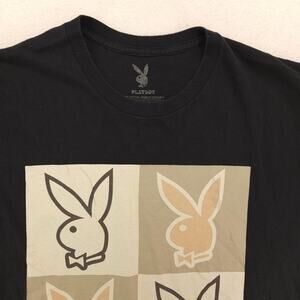 Playboy Graphic Casual Short Sleeve Crew Neck T Shirt Mens Size Large L Black